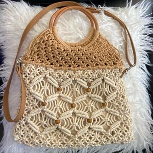 Crochet tan and cream bag from DSW